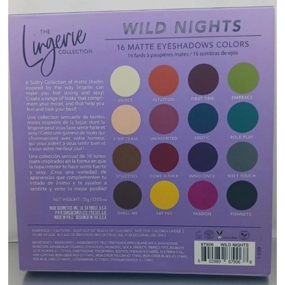 Rude The Lingerie Collection‎ Wild Nights Eyeshadow Palette 16 Matte Shades